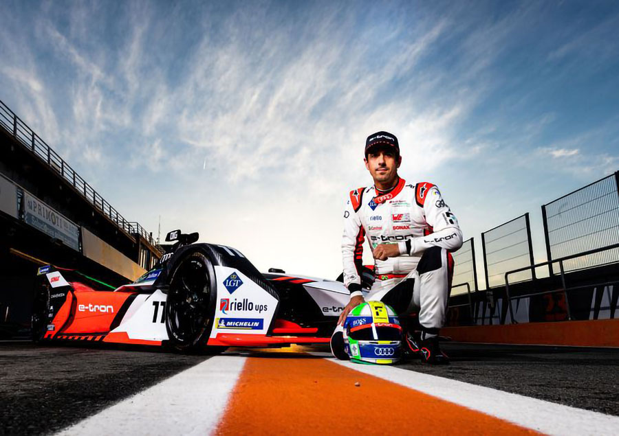 O piloto, Lucas Di Grassi, de 36 anos, disputa a temporada deste ano da Fórmula E, de carros elétricos (Foto: Divulgação/Audi Communications Motorsport)
